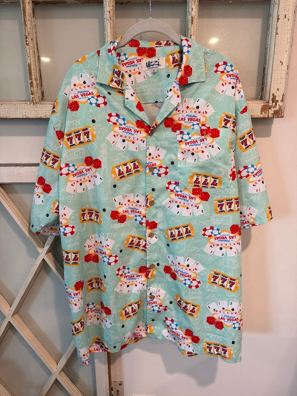 NWOT UZZI size XL Las Vegas themed gambling shirt men’s